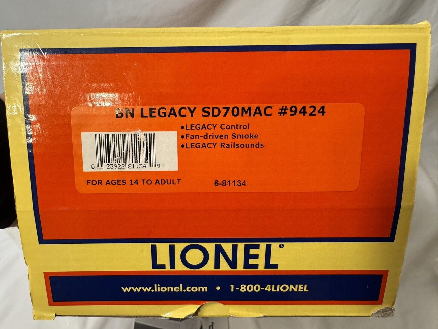 Lionel LEGACY 6-81134 Burlington Northern SD70MAC diesel locomotive #9424 EX