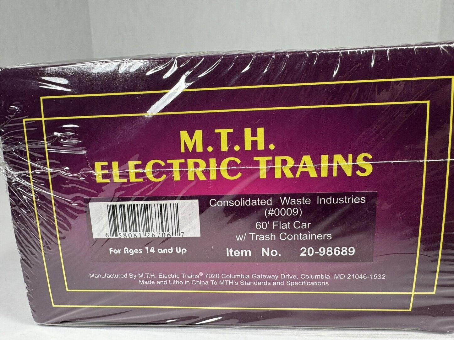 MTH 20-98689 CWI 60' flat car w trash containers 2-pack #0009 #0010 NIB