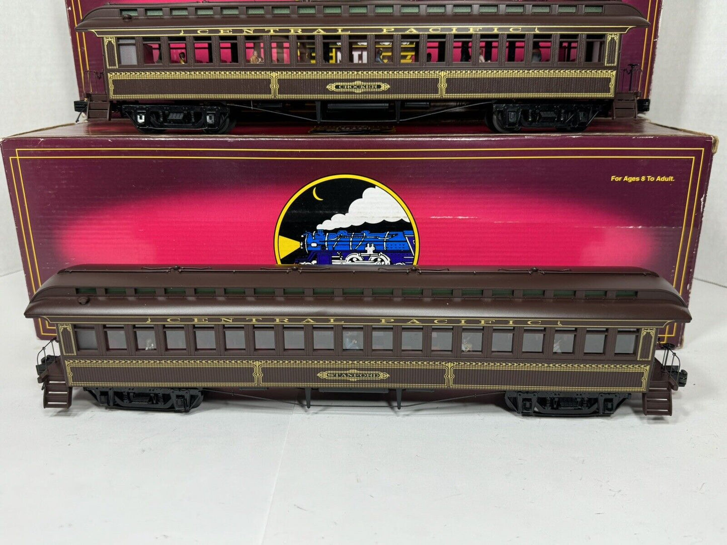 MTH 20-62011 Central Pacific 64' woodsided coach passenger 3-car set EX