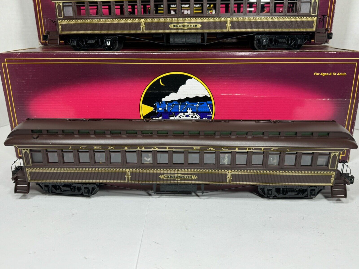 MTH 20-62011 Central Pacific 64' woodsided coach passenger 3-car set EX