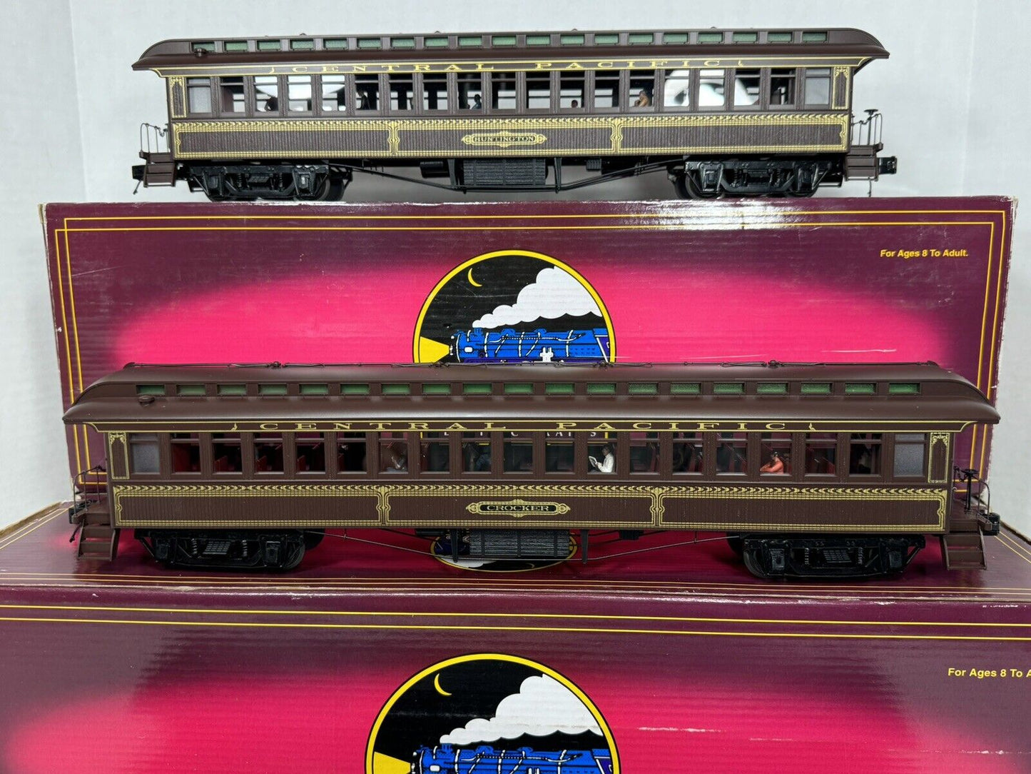 MTH 20-62011 Central Pacific 64' woodsided coach passenger 3-car set EX