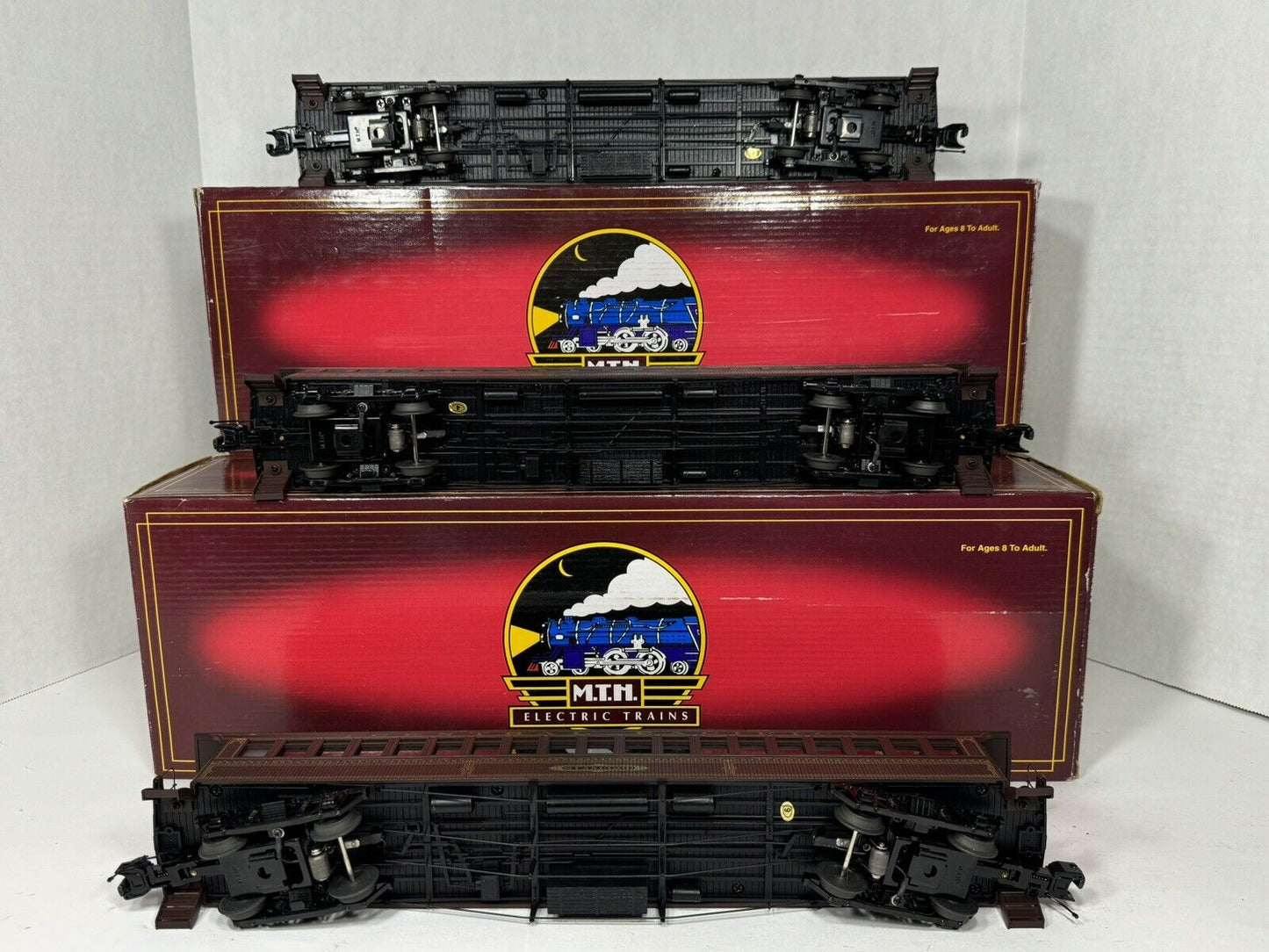 MTH 20-62011 Central Pacific 64' woodsided coach passenger 3-car set EX