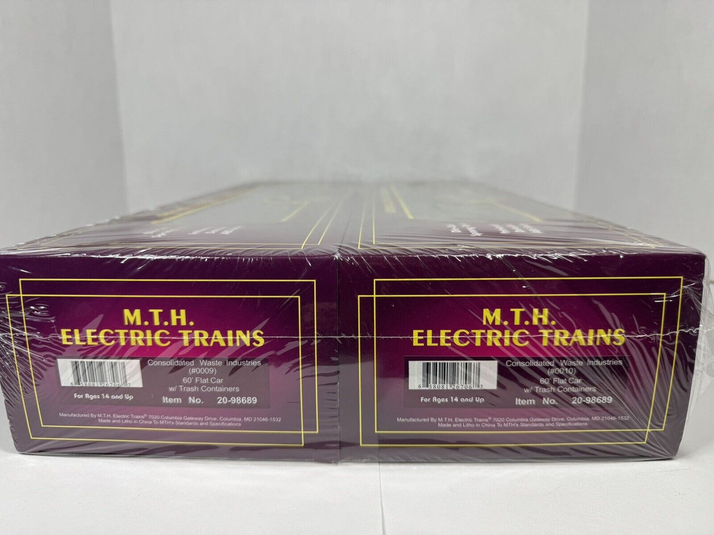 MTH 20-98689 CWI 60' flat car w trash containers 2-pack #0009 #0010 NIB