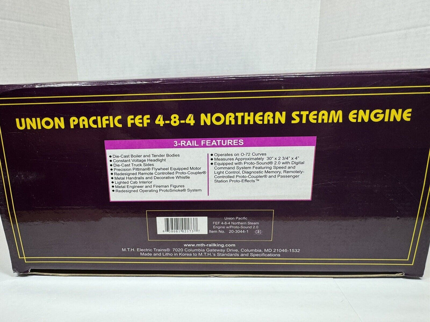 MTH 20-3044-1 Union Pacific FEF 4-8-4 Northern steam loco #844 PS 2.0 BCR EX