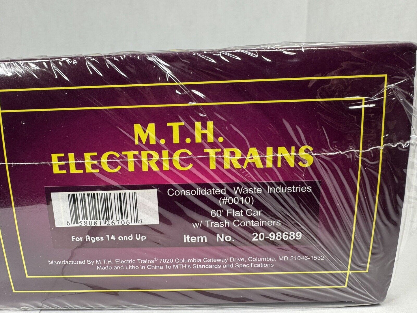 MTH 20-98689 CWI 60' flat car w trash containers 2-pack #0009 #0010 NIB